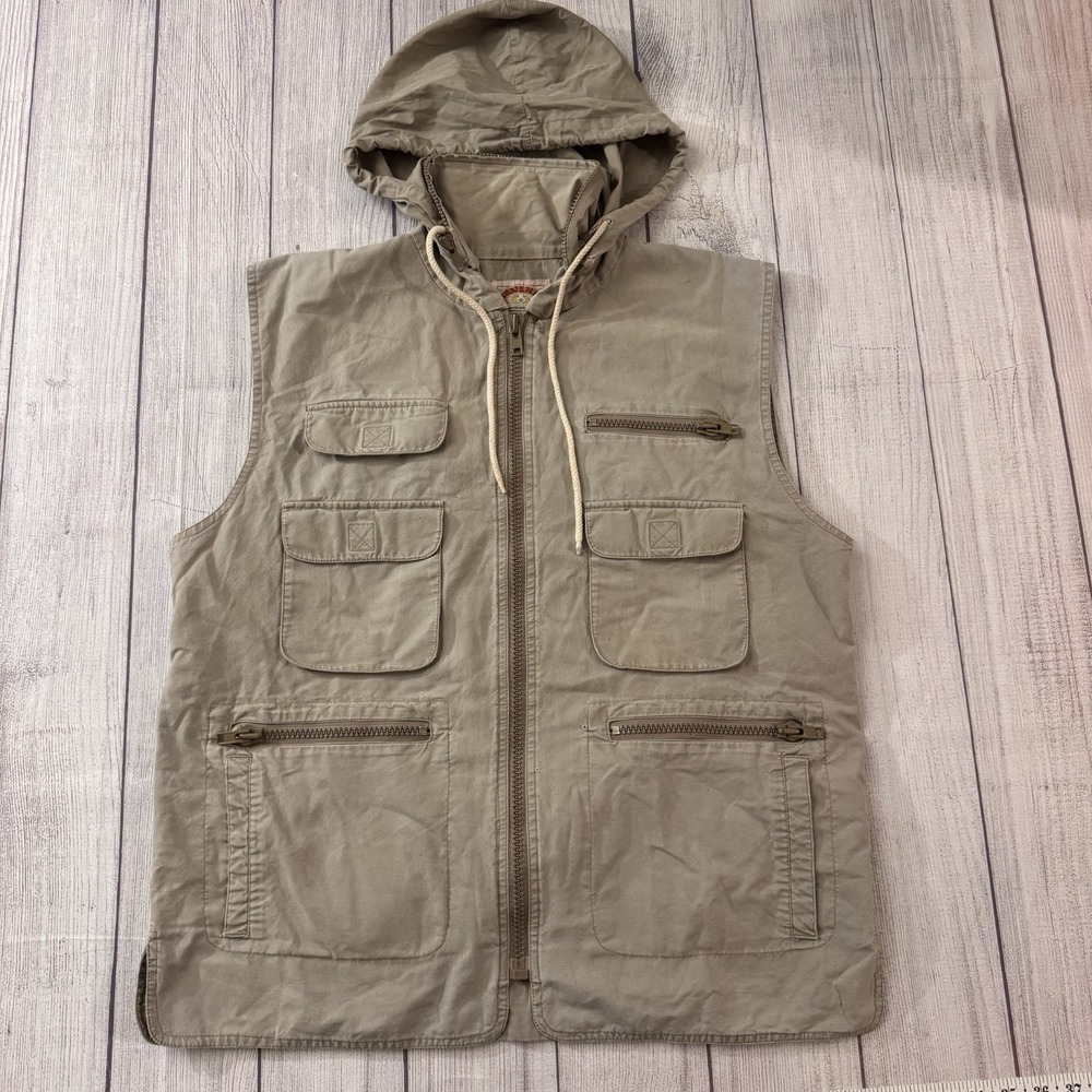Banana Republic Safari Utility Vest Men's L Hooded Multi Pocket Y2K Vintage
